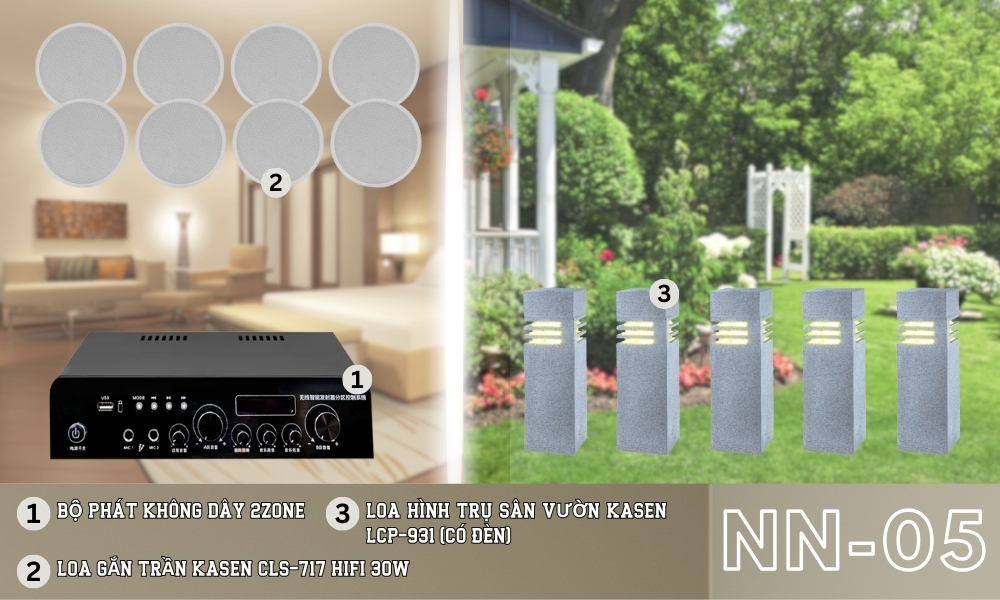 Baner Dàn nghe nhạc trong nhà, sân vườn NN-05 (không dây)
