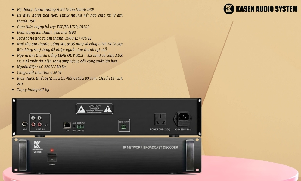 Bộ Giải Mã Âm Thanh Mạng IP Kasen VS-8CE